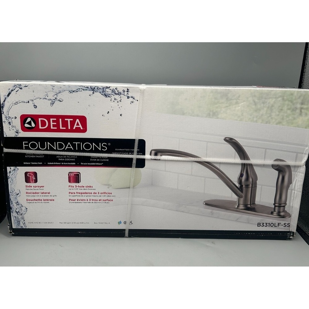 Delta Foundations B3310LF-SS Kitchen Faucet With Side Sprayer Stainless - Sealed